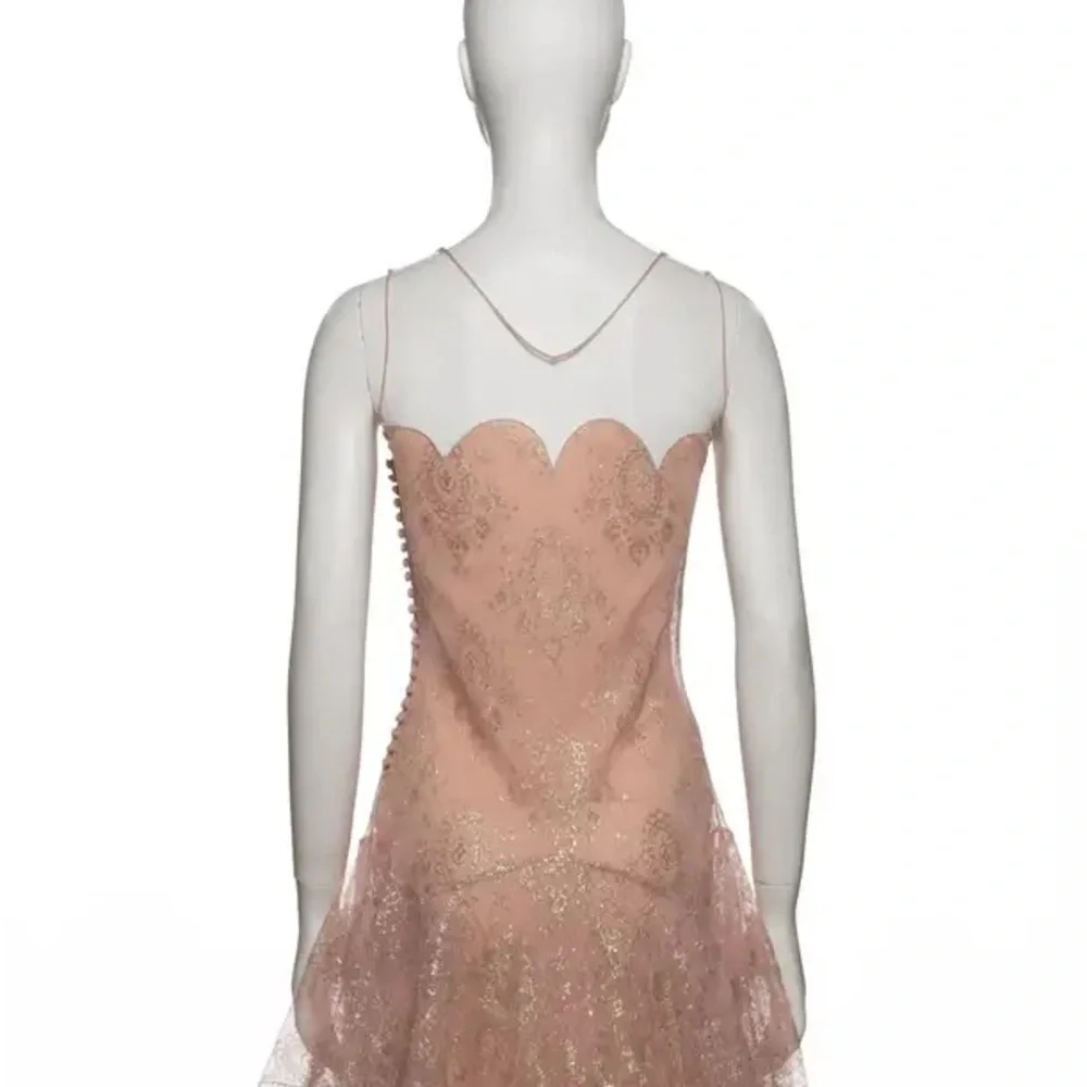 Blush Lace Tulle Evening Gown - Picture 11 of 12
